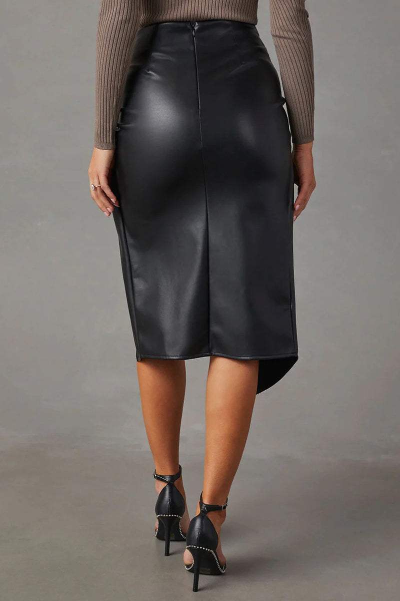 Lena™ | Open Leren Rok - Visconte