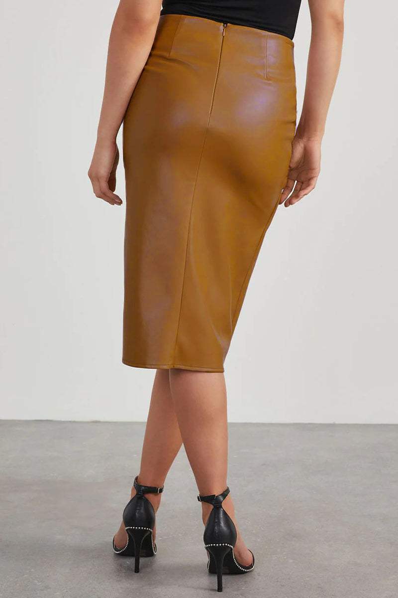 Lena™ | Open Leren Rok - Visconte