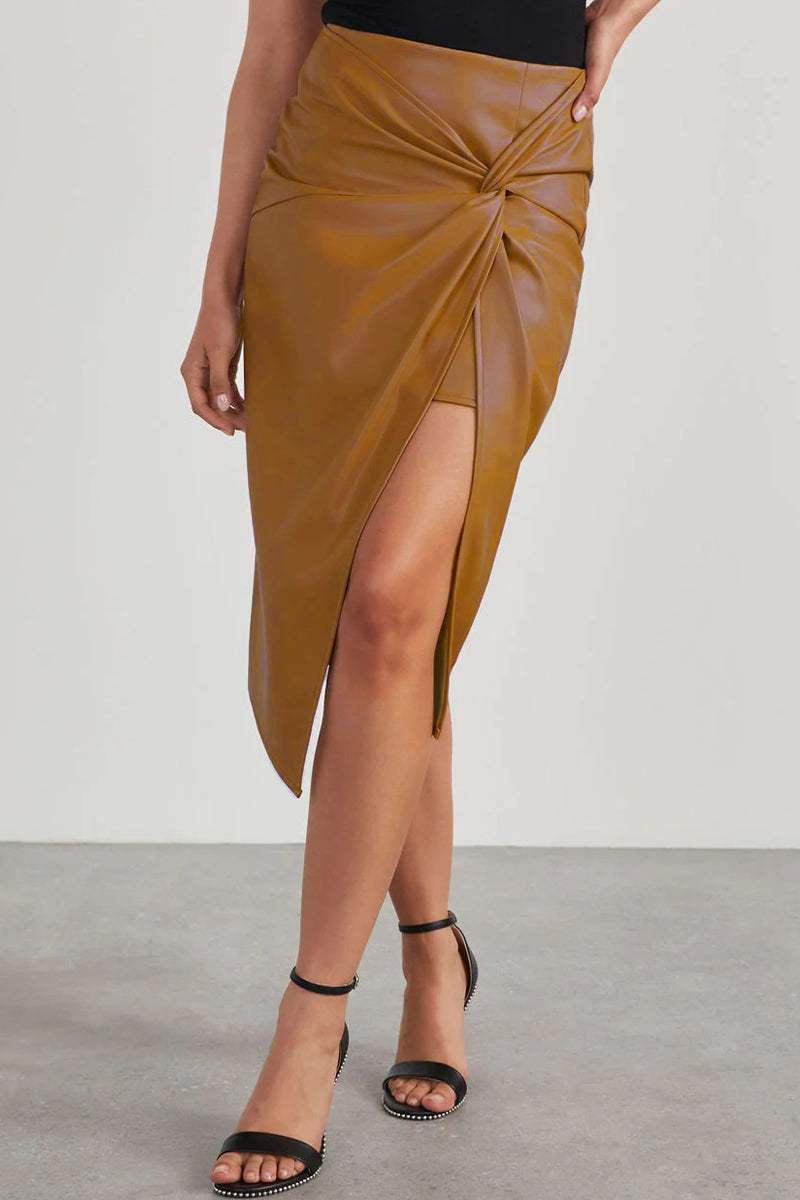 Lena™ | Open Leren Rok - Visconte