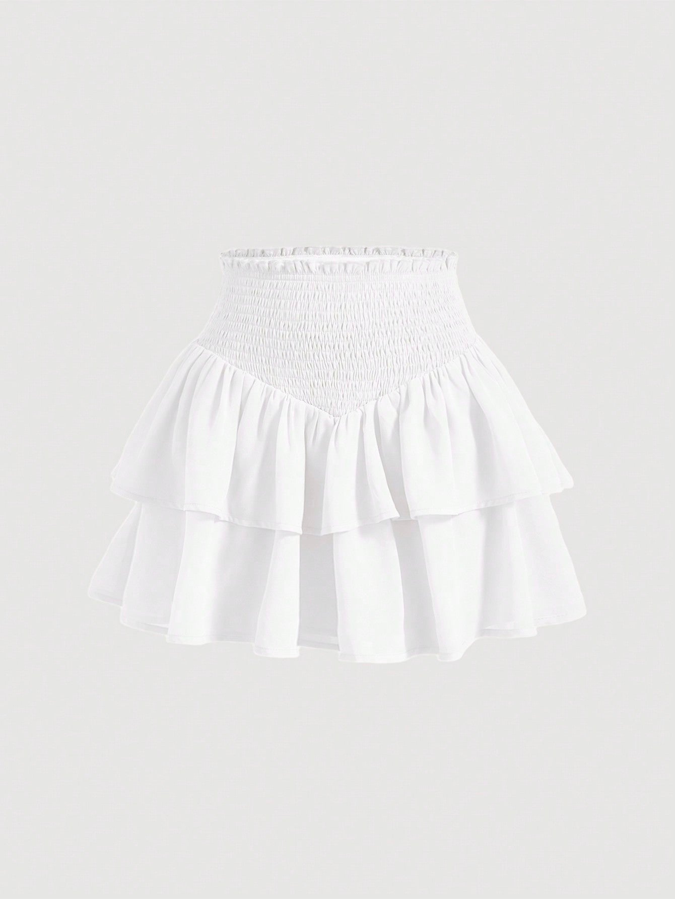 MOD Dubbele Ruche Rok met Kreukzoom | Minirrok Dames | A-symmetrische rok met gekreukte tailleband