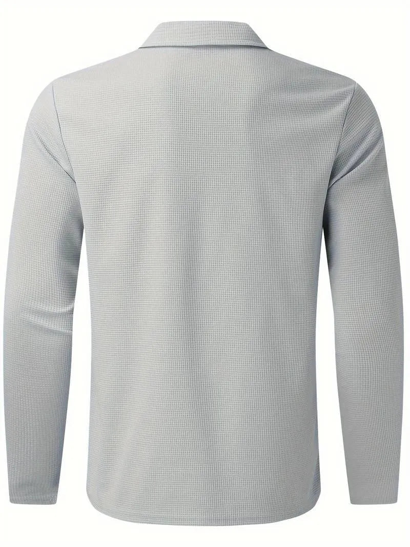 Alex - Casual wafel shirt met lange mouwen en v-hals - Visconte