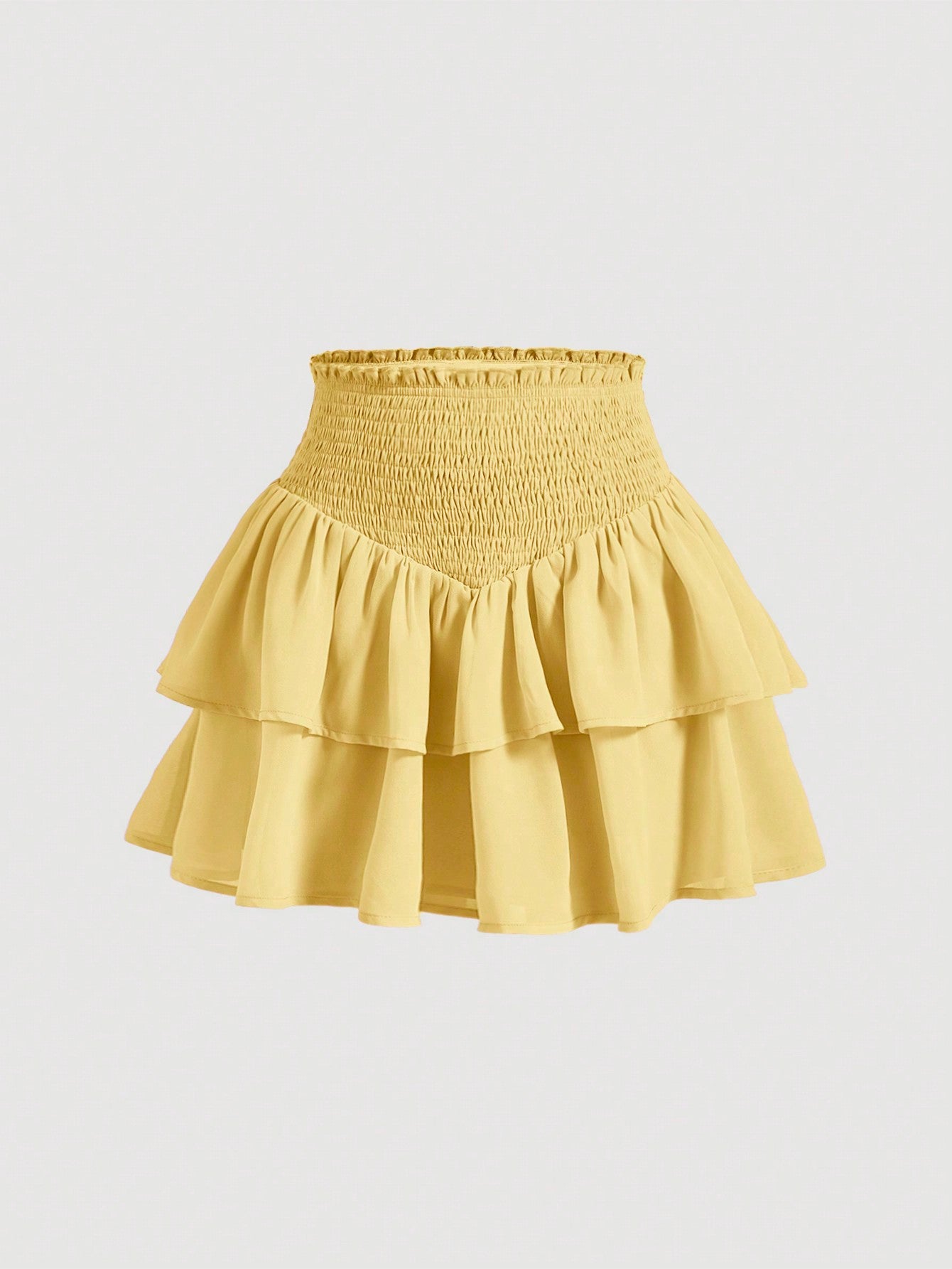 MOD Dubbele Ruche Rok met Kreukzoom | Minirrok Dames | A-symmetrische rok met gekreukte tailleband
