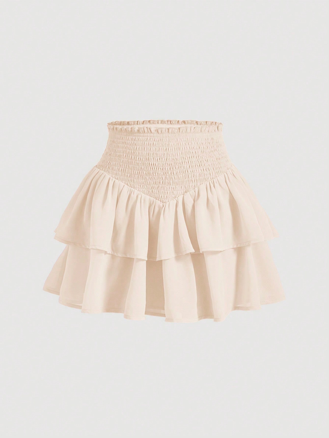 MOD Dubbele Ruche Rok met Kreukzoom | Minirrok Dames | A-symmetrische rok met gekreukte tailleband