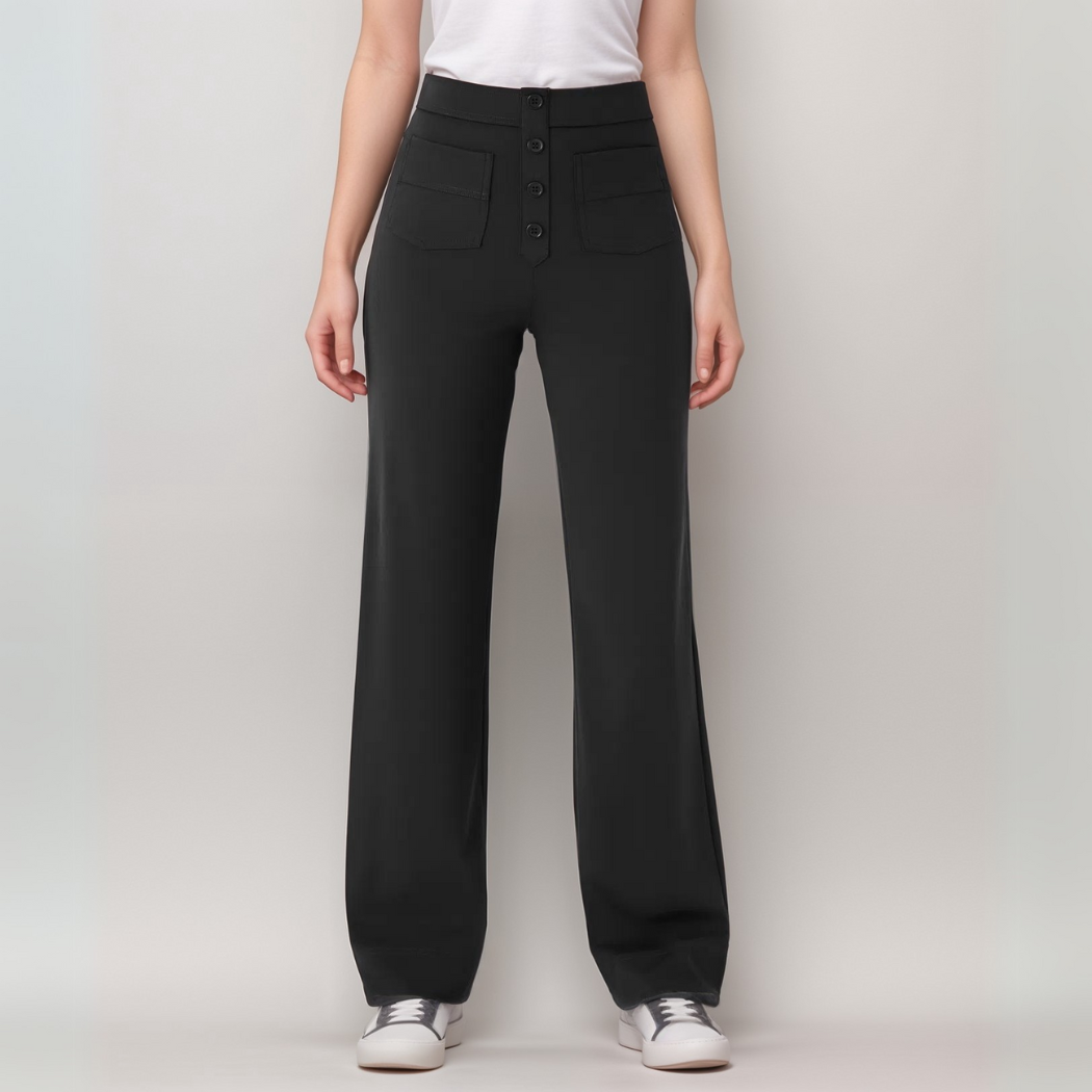 Lena - Elastische broek met hoge taille
