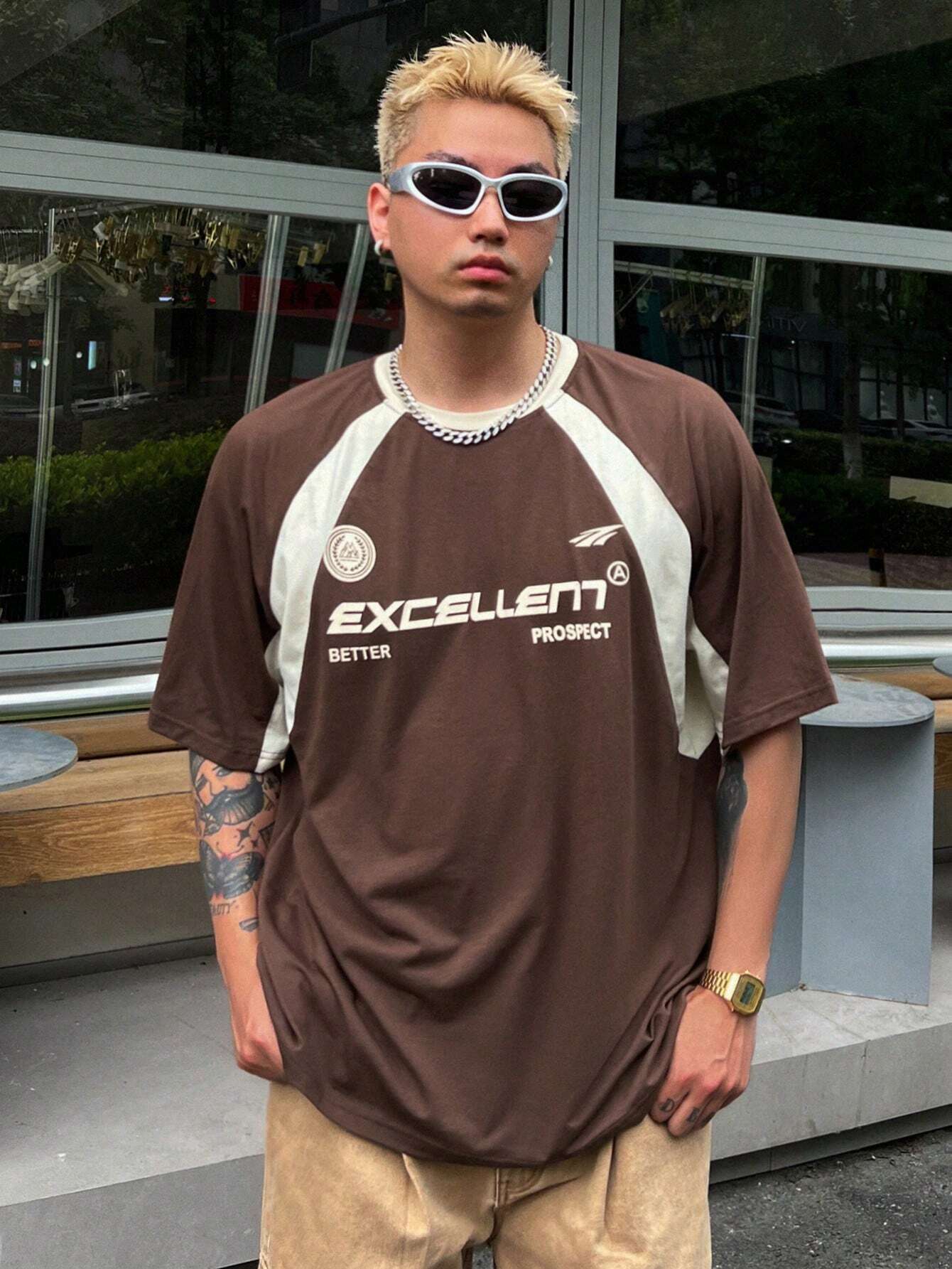 DAZY Oversized Schoolstijl T-shirt | T-shirt | Zomershirt met ronde hals en relaxte pasvorm