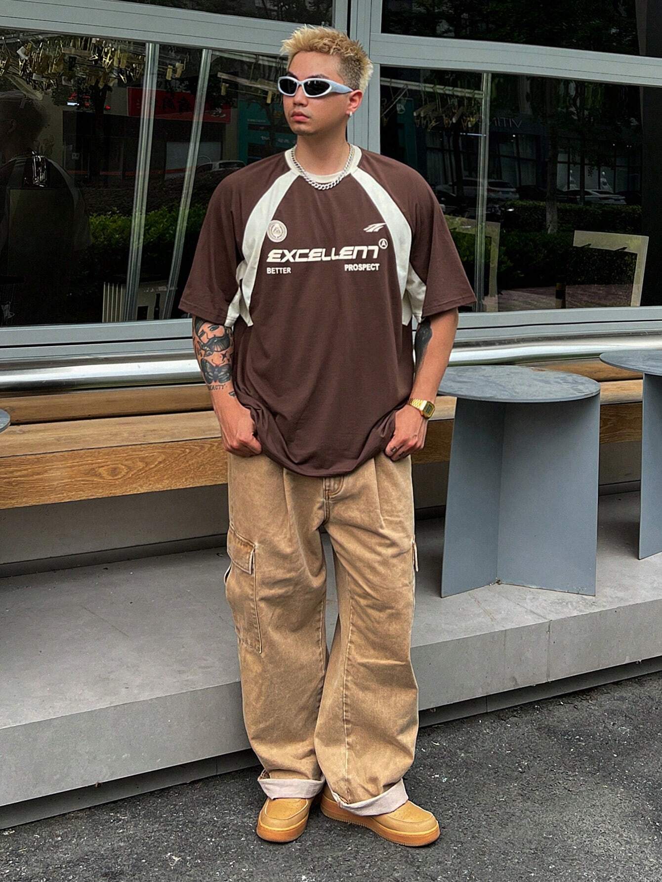 DAZY Oversized Schoolstijl T-shirt | T-shirt | Zomershirt met ronde hals en relaxte pasvorm