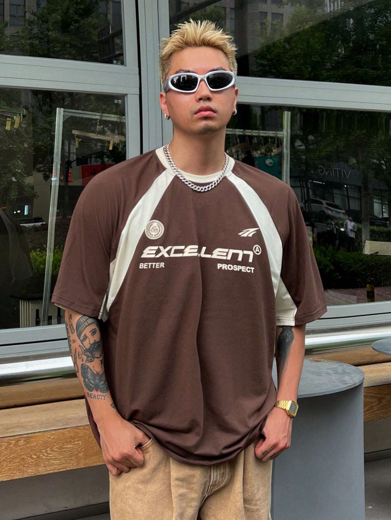 DAZY Oversized Schoolstijl T-shirt | T-shirt | Zomershirt met ronde hals en relaxte pasvorm
