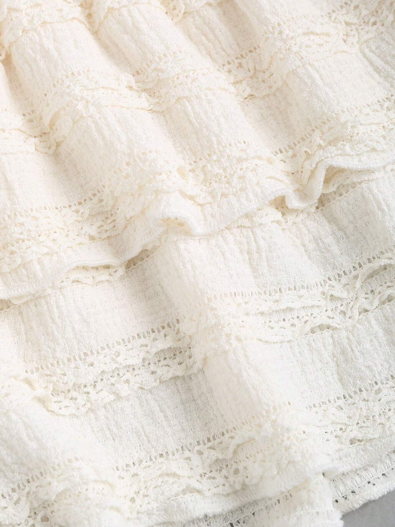 Sweetra Ruffle Trim Print Rok | Minirrok Dames | Effen kleurige ruche rok met print en dubbele lagen