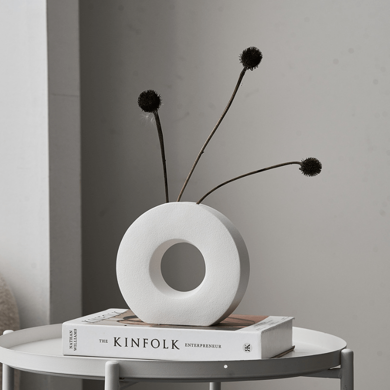 Eindeloze Cirkels | Minimalistisch Keramiek Vaasje | Tijdloze Stijl | Uniek Decoratie