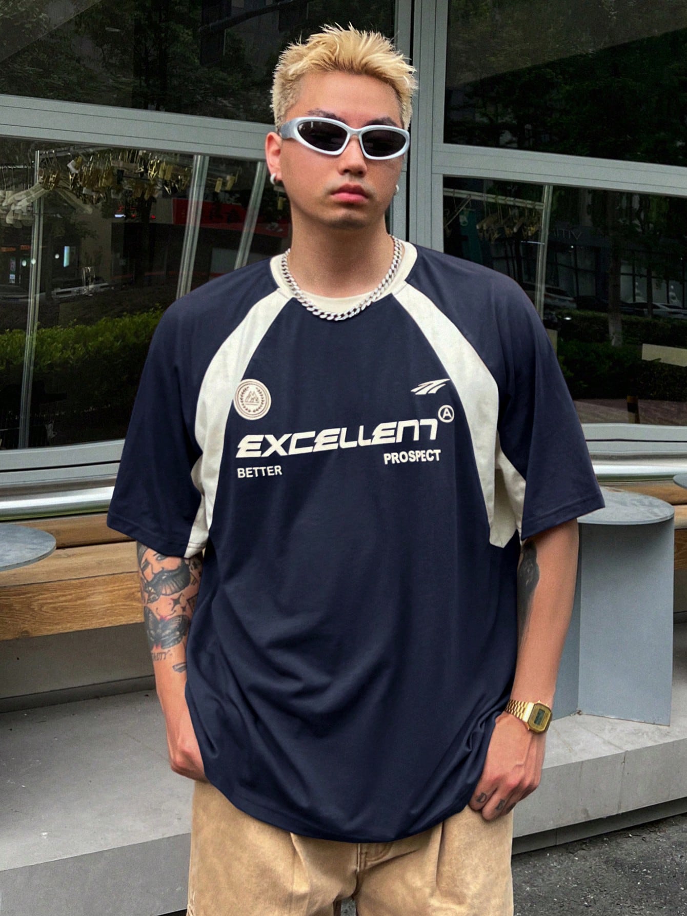 DAZY Oversized Schoolstijl T-shirt | T-shirt | Zomershirt met ronde hals en relaxte pasvorm