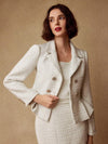 Elegante Tweedelige Set met Parel Details | Damespakken | Luxueuze en Stijlvolle Outfit voor Speciale Gelegenheden