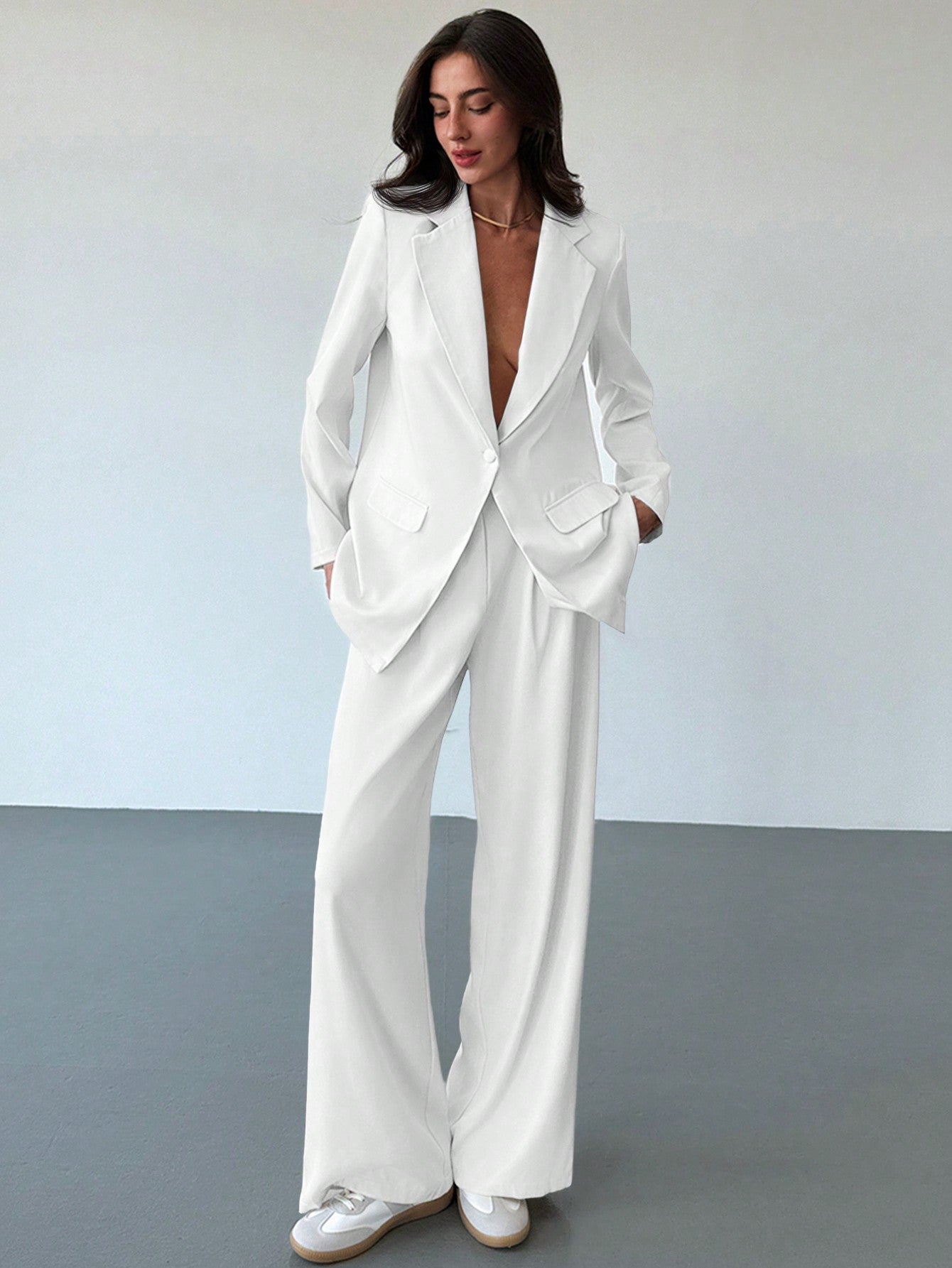 Retro Cropped Collar Pak | Damespakken | Chic Tweedelig Pak met Hoge Taille Broek voor Kantoor