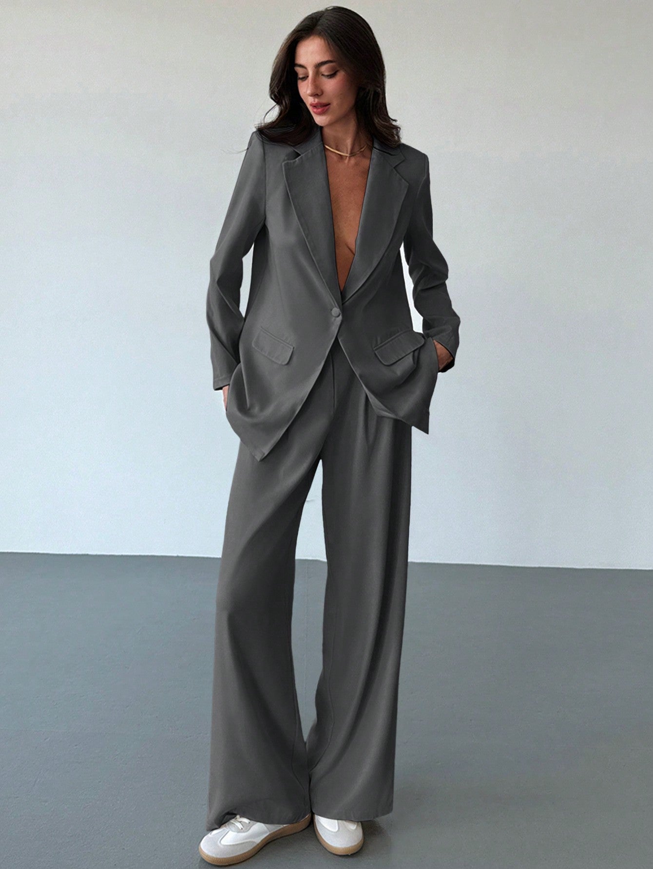 Retro Cropped Collar Pak | Damespakken | Chic Tweedelig Pak met Hoge Taille Broek voor Kantoor