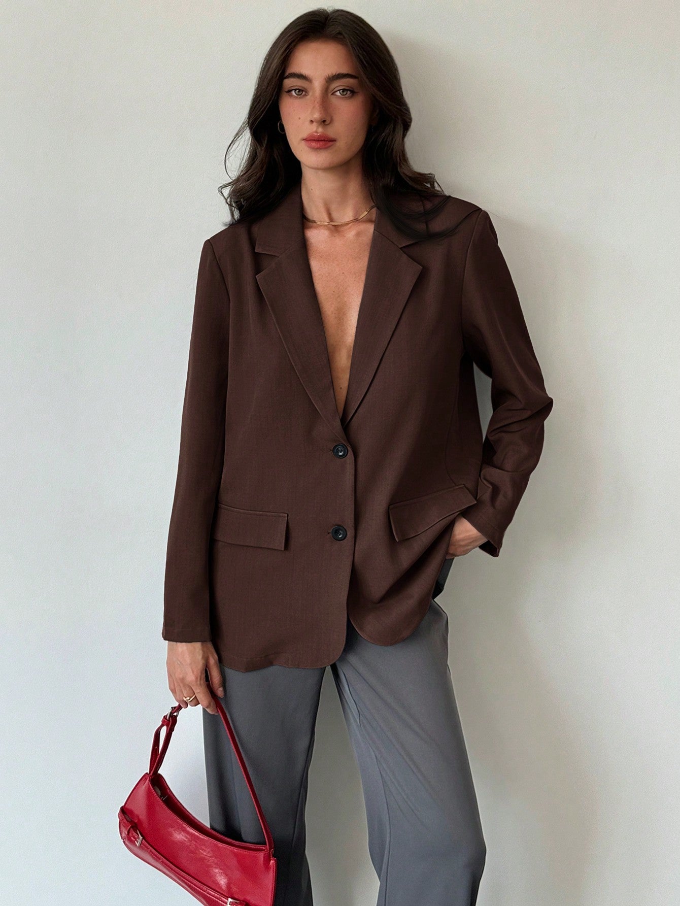 Minimalistische Grijze Blazer en broek | Dames outfit | Casual Oversized Blazer en broek voor Dagelijks Gebruik