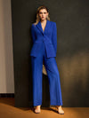 Koninklijk Blauwe Tweedelige Set | Damespakken | Opvallende en Elegante Kantooroutfit