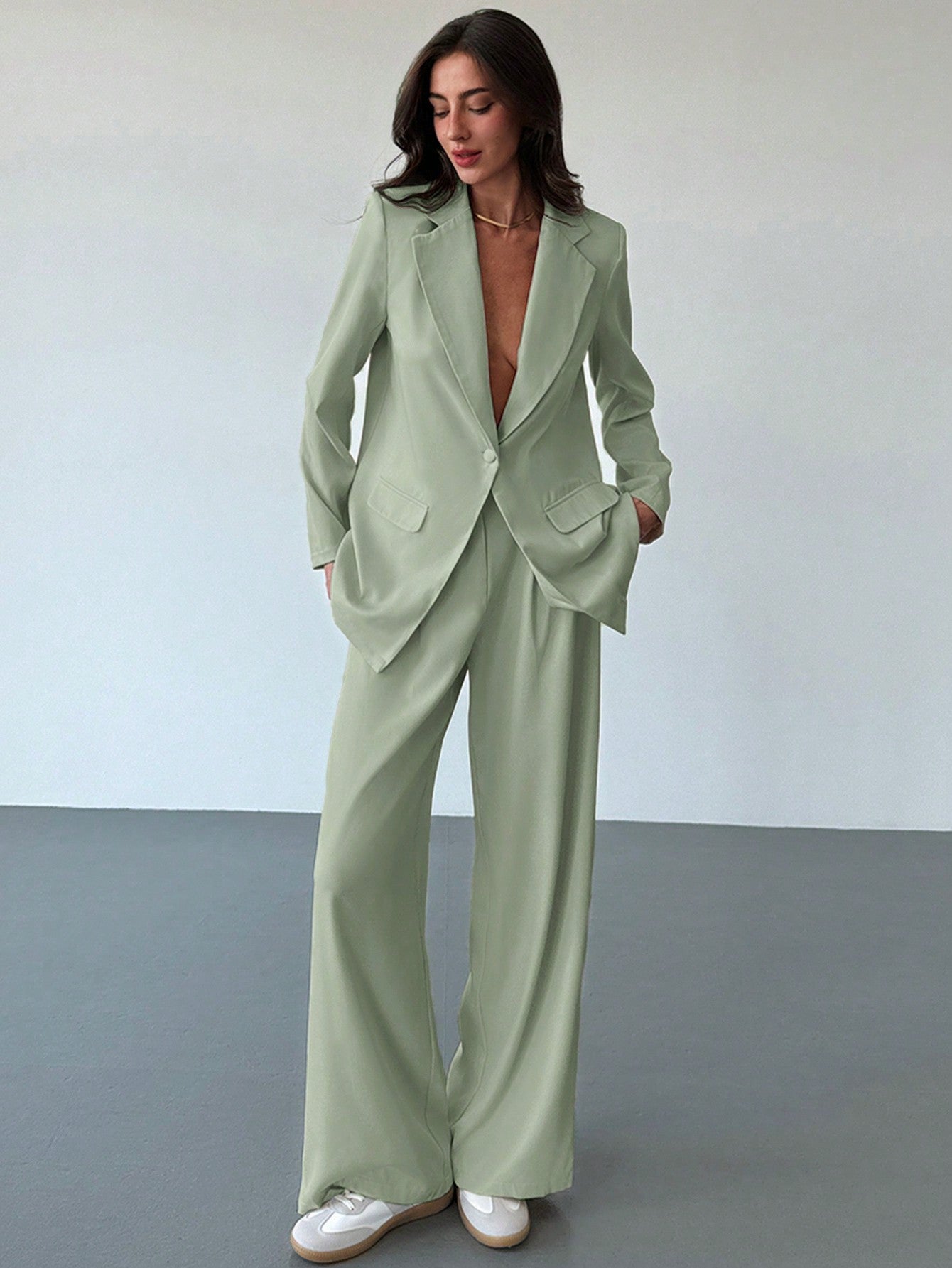 Retro Cropped Collar Pak | Damespakken | Chic Tweedelig Pak met Hoge Taille Broek voor Kantoor