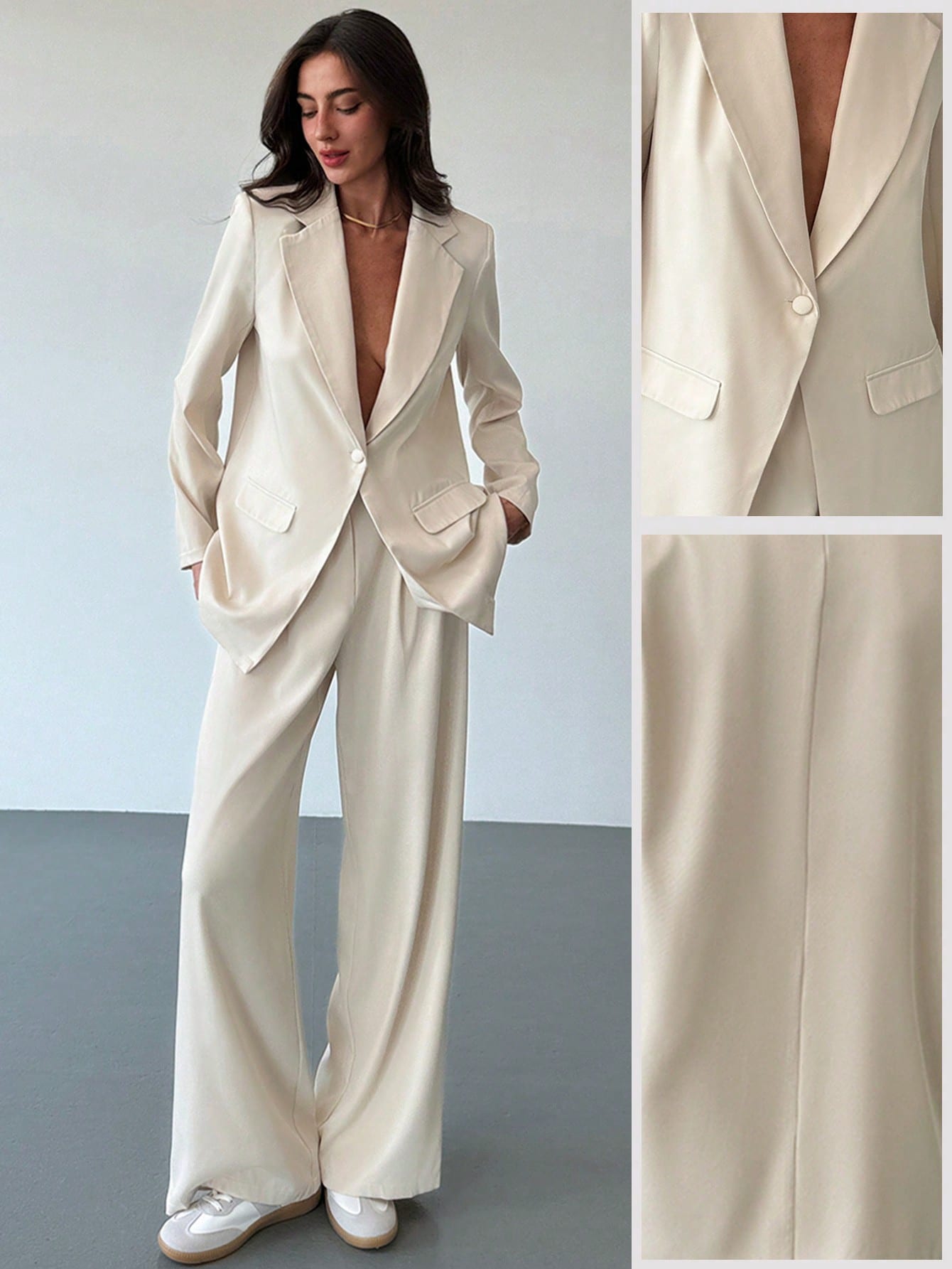 Retro Cropped Collar Pak | Damespakken | Chic Tweedelig Pak met Hoge Taille Broek voor Kantoor