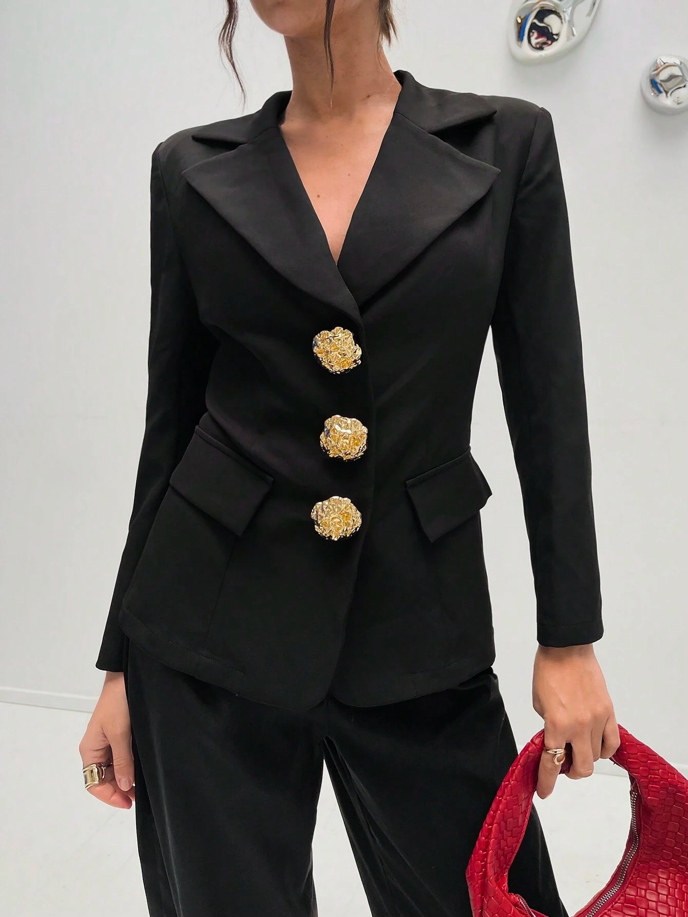 Asymmetrische Revers Blazer | Damesjassen | Getailleerde Mid-Lengte Blazer voor Elegante Uitstraling
