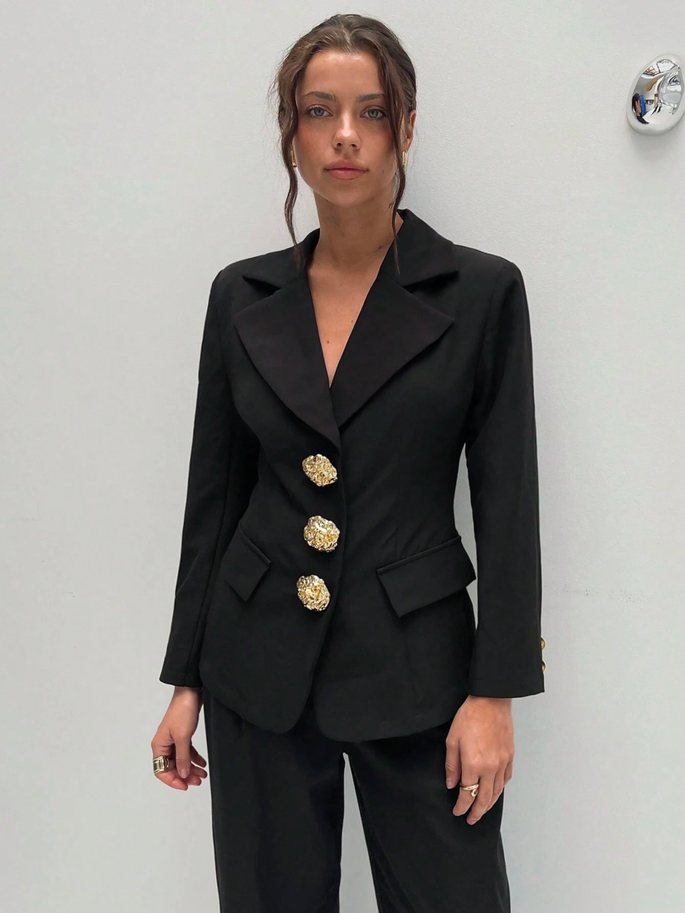 Asymmetrische Revers Blazer | Damesjassen | Getailleerde Mid-Lengte Blazer voor Elegante Uitstraling