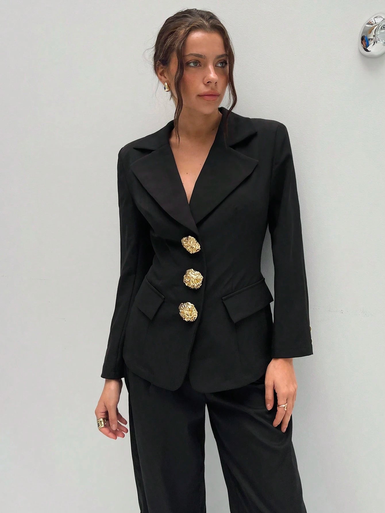 Asymmetrische Revers Blazer | Damesjassen | Getailleerde Mid-Lengte Blazer voor Elegante Uitstraling
