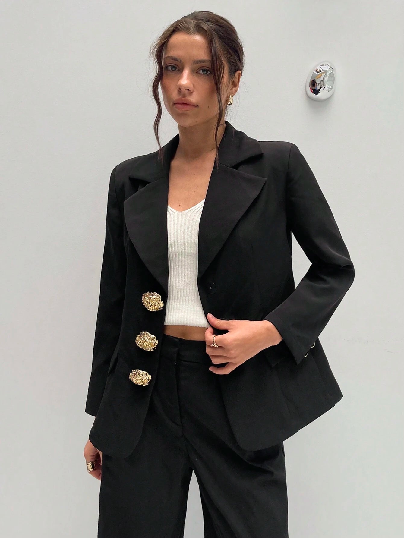 Asymmetrische Revers Blazer | Damesjassen | Getailleerde Mid-Lengte Blazer voor Elegante Uitstraling
