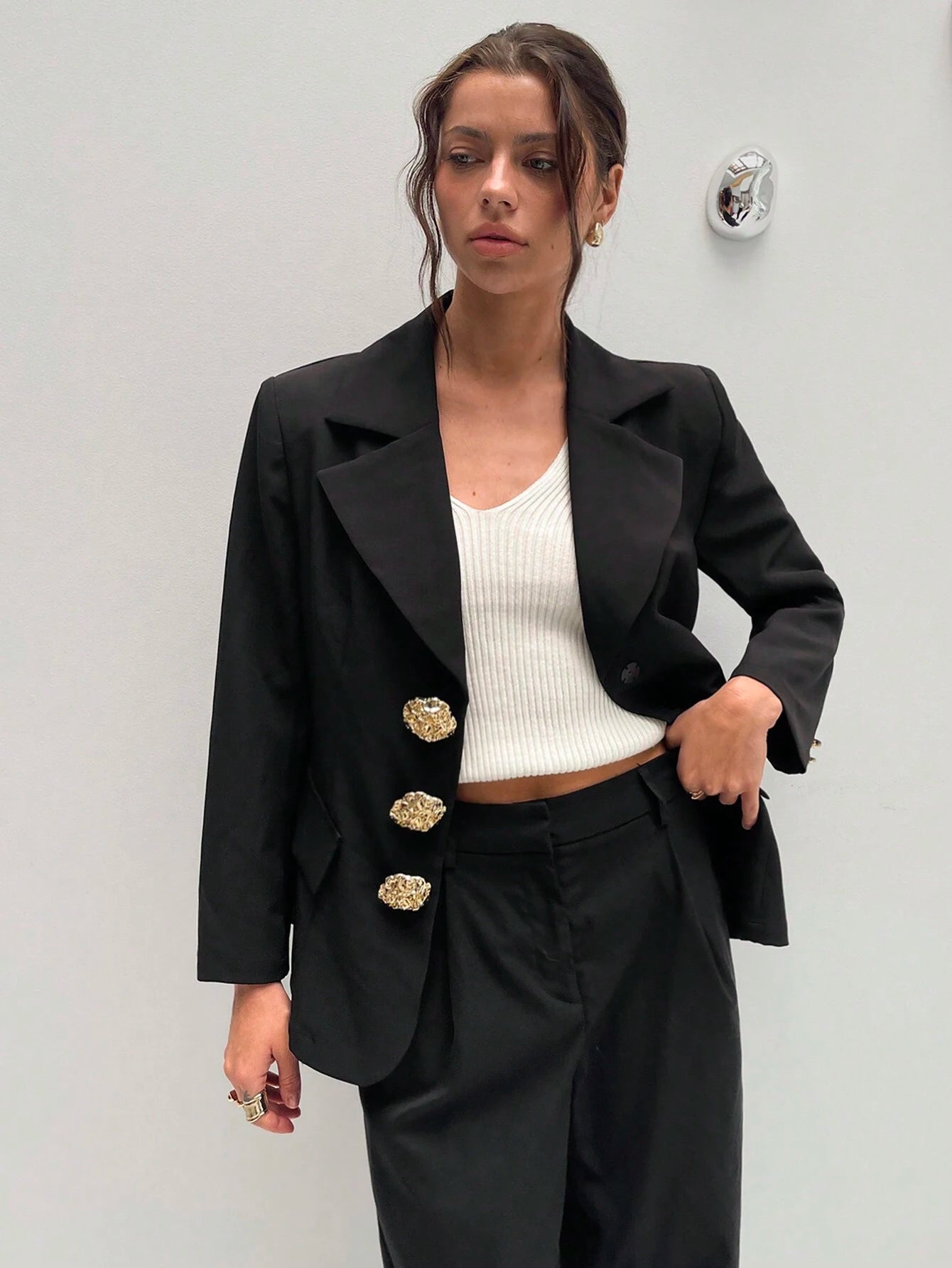 Asymmetrische Revers Blazer | Damesjassen | Getailleerde Mid-Lengte Blazer voor Elegante Uitstraling