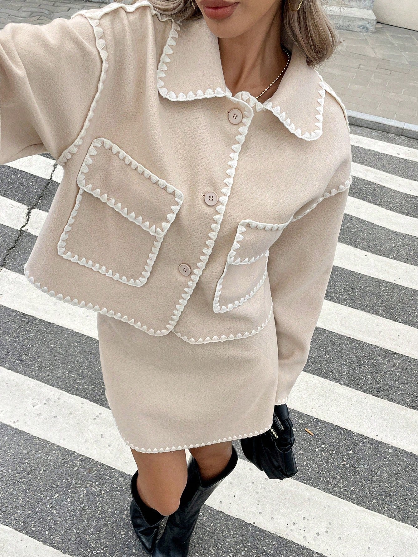Klassieke Jacket met Parelrand | Dameskleding | Stijlvolle Werk- en Casualoutfit