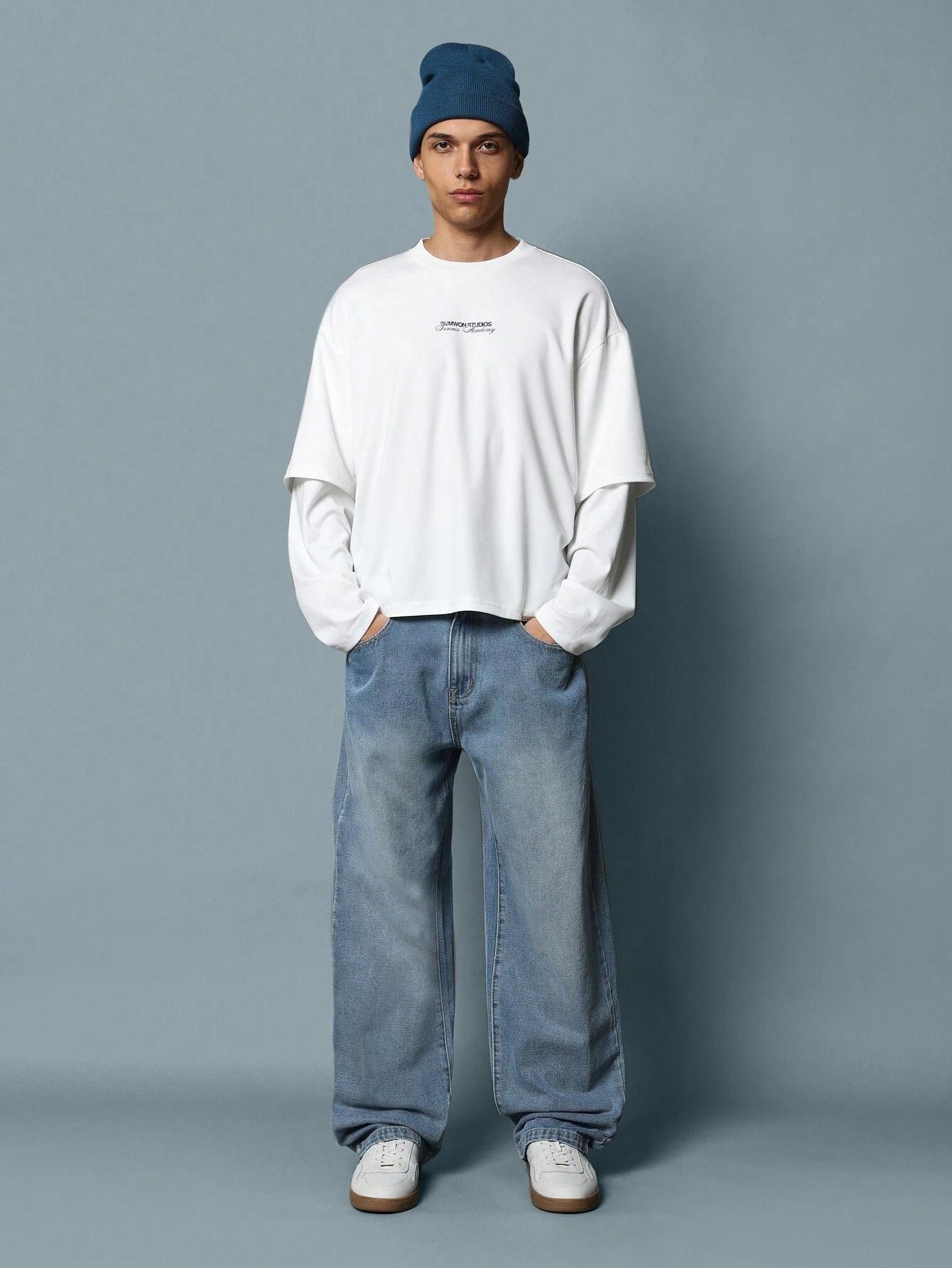 SUMWON Crop Fit Dubbele Mouw Shirt | T-shirt | Uniek heren t-shirt met laagjes en print