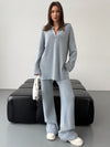 Casual Grijze Woon-Werkverkeer Set | Damespakken | Comfortabele Gebreide Tweedelige Set voor Dagelijks Gebruik