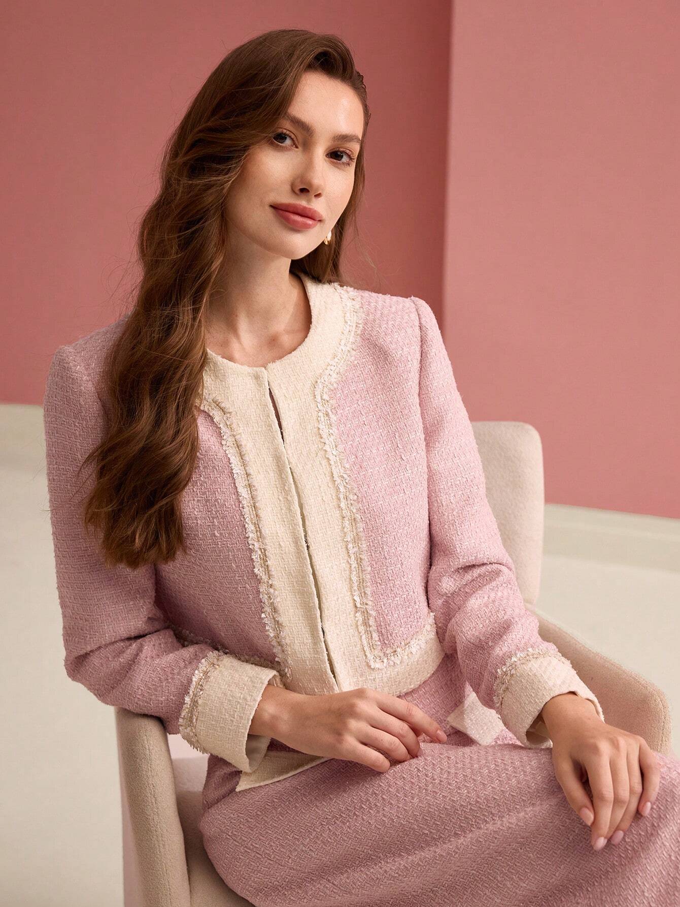 Contrast Binding Boxy Jas met broek | Dames outfit | Trendy Korte Blazer met broek voor Casual en Werk