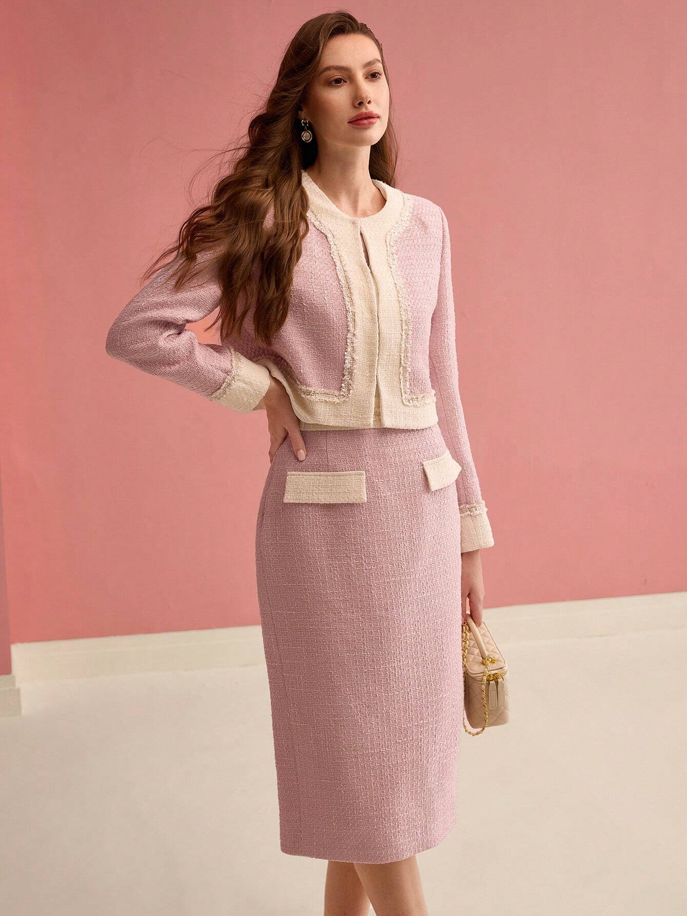 Contrast Binding Boxy Jas met broek | Dames outfit | Trendy Korte Blazer met broek voor Casual en Werk