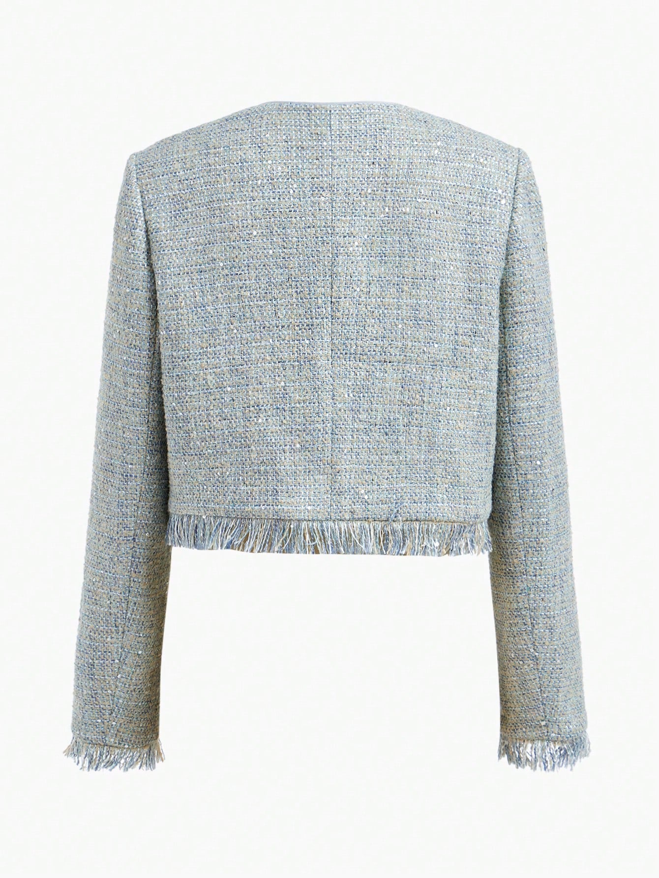 Lichtblauwe Tweedelige Tweed Set | Damespakken | Elegante en Zakelijke Uitstraling