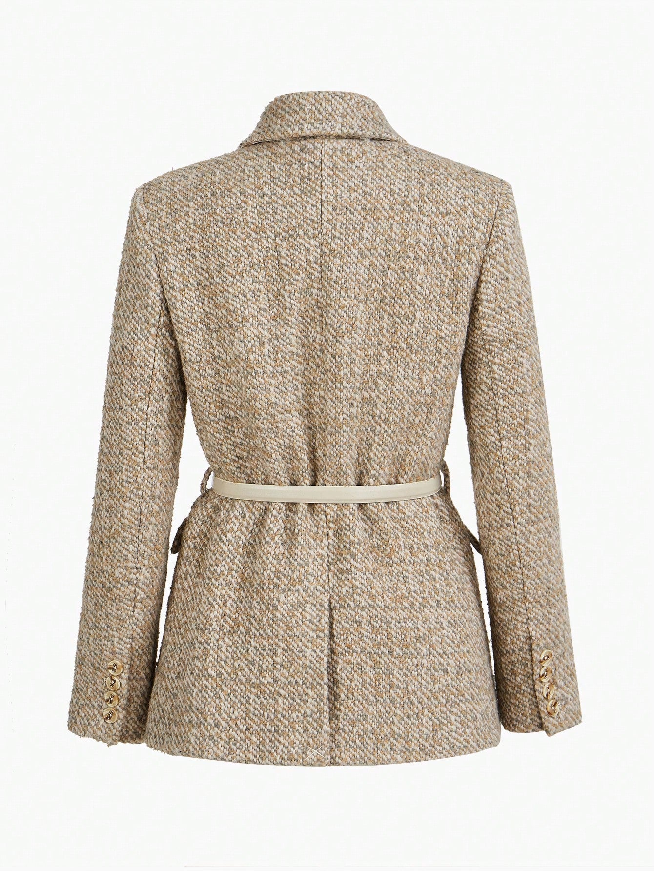 Dubbelrijige Blazer met Gespriem | Damespakken | Klassiek Tweedelig Pak met Modern Detail