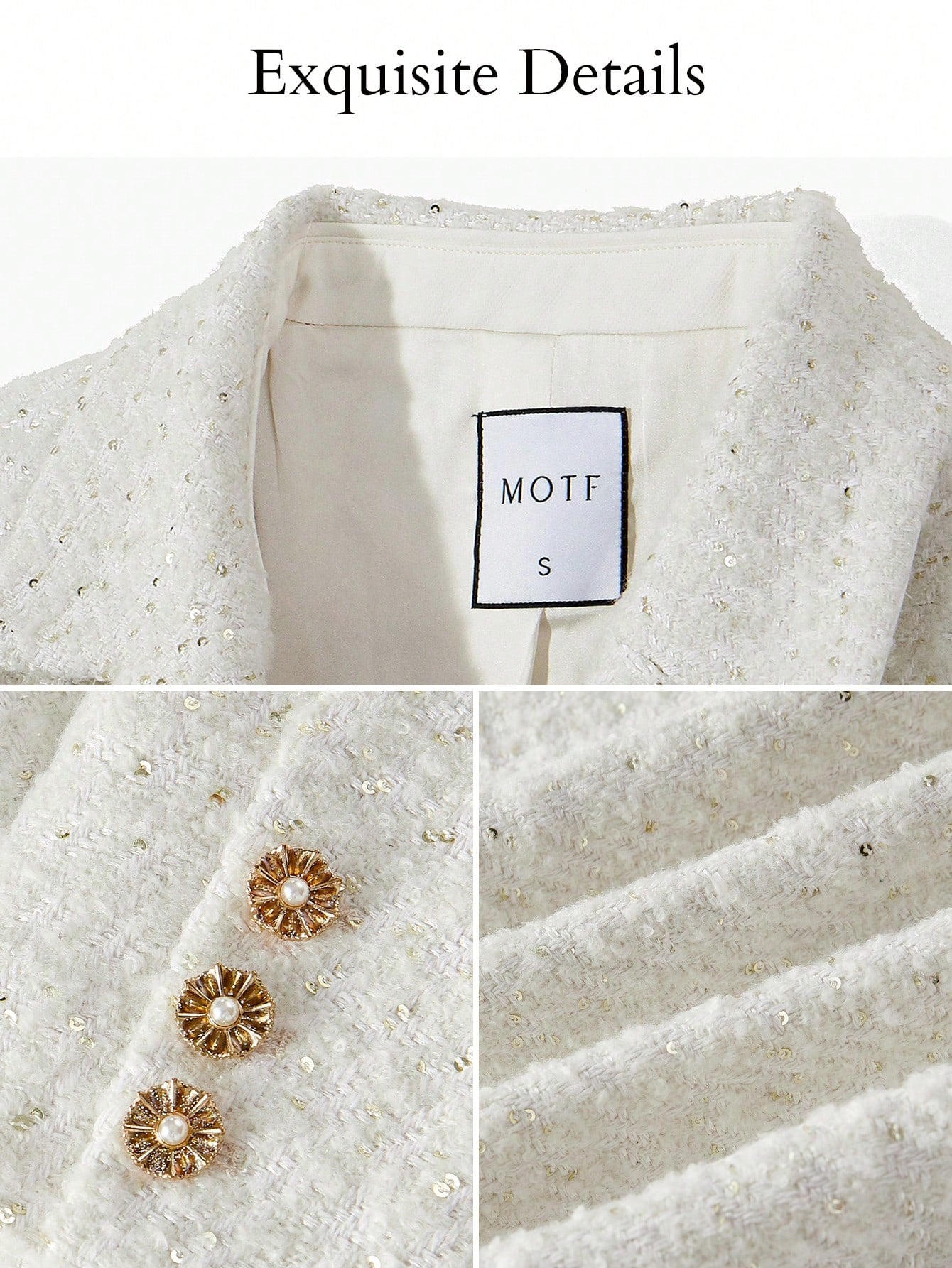 Elegante Tweedelige Set met Parel Details | Damespakken | Luxueuze en Stijlvolle Outfit voor Speciale Gelegenheden