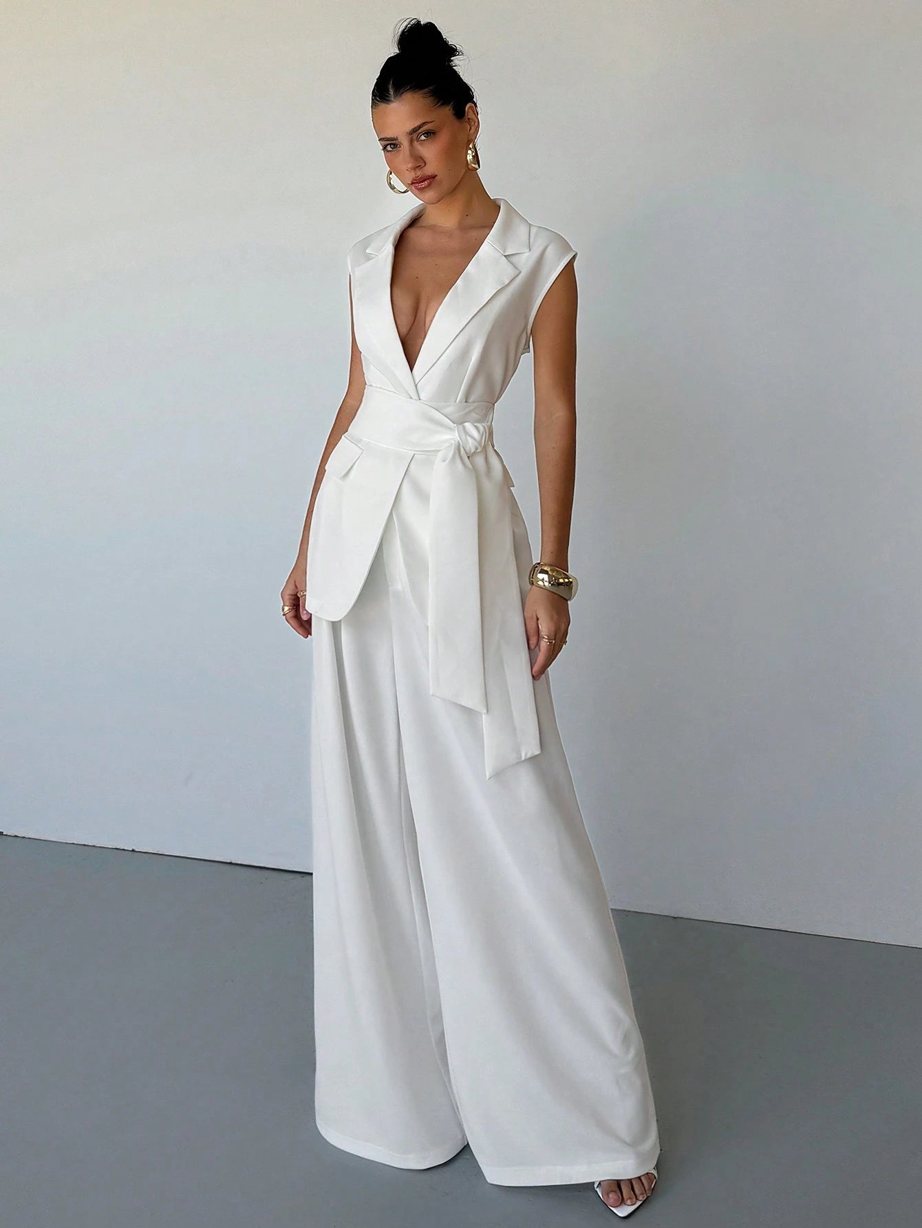 Elegante Zelf-strik Riem Vest | Damesvesten | Casual Effen Kleur Vest voor Lente en Herfst