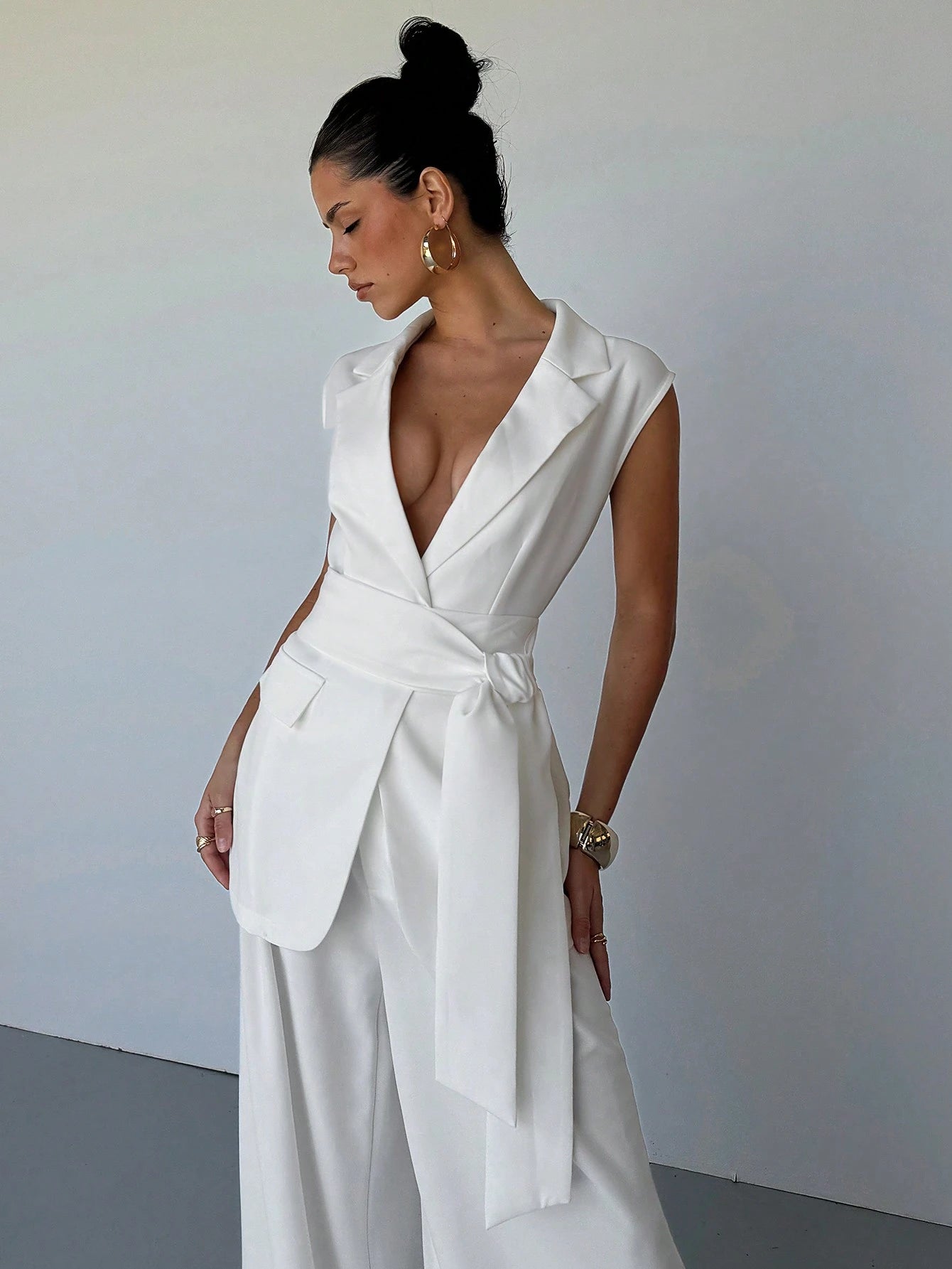 Elegante Zelf-strik Riem Vest | Damesvesten | Casual Effen Kleur Vest voor Lente en Herfst