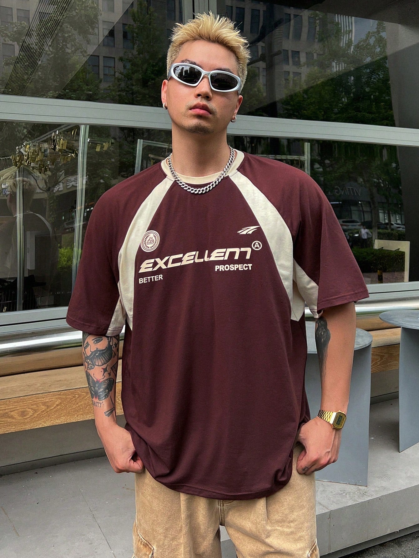DAZY Oversized Schoolstijl T-shirt | T-shirt | Zomershirt met ronde hals en relaxte pasvorm