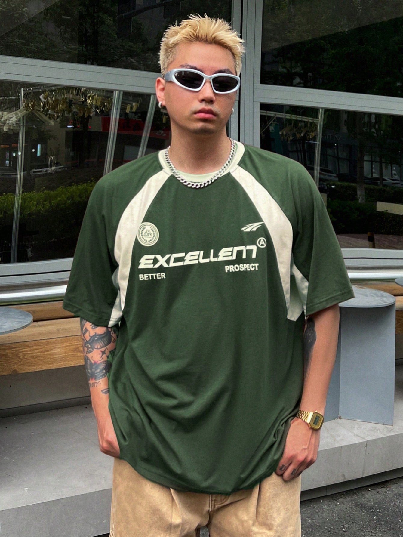 DAZY Oversized Schoolstijl T-shirt | T-shirt | Zomershirt met ronde hals en relaxte pasvorm