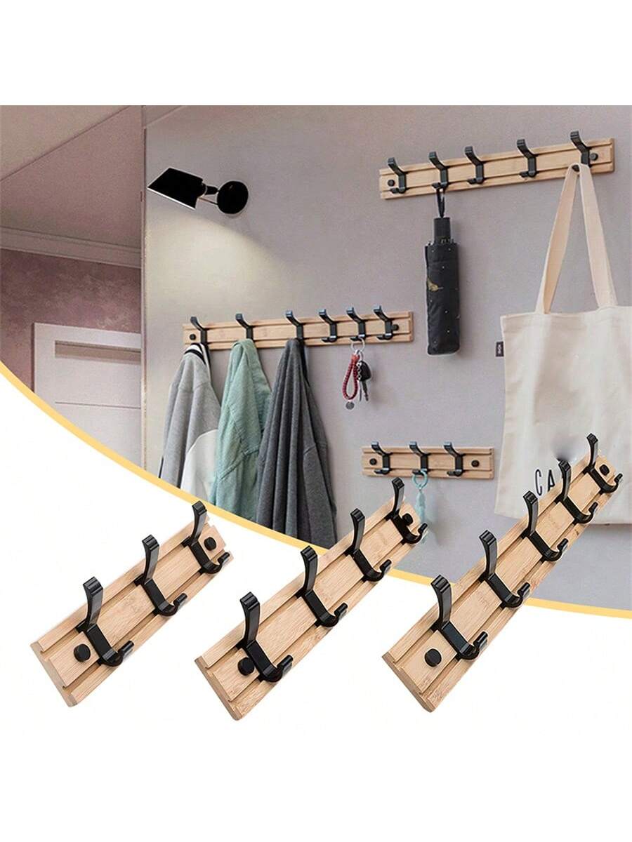 Nordic bamboe kapstok met haken | Kapstok | Minimalistische wandkapstok voor slaapkamer of hal