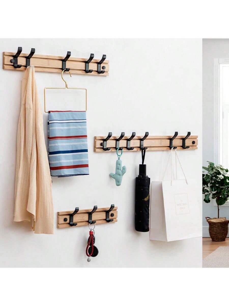 Nordic bamboe kapstok met haken | Kapstok | Minimalistische wandkapstok voor slaapkamer of hal