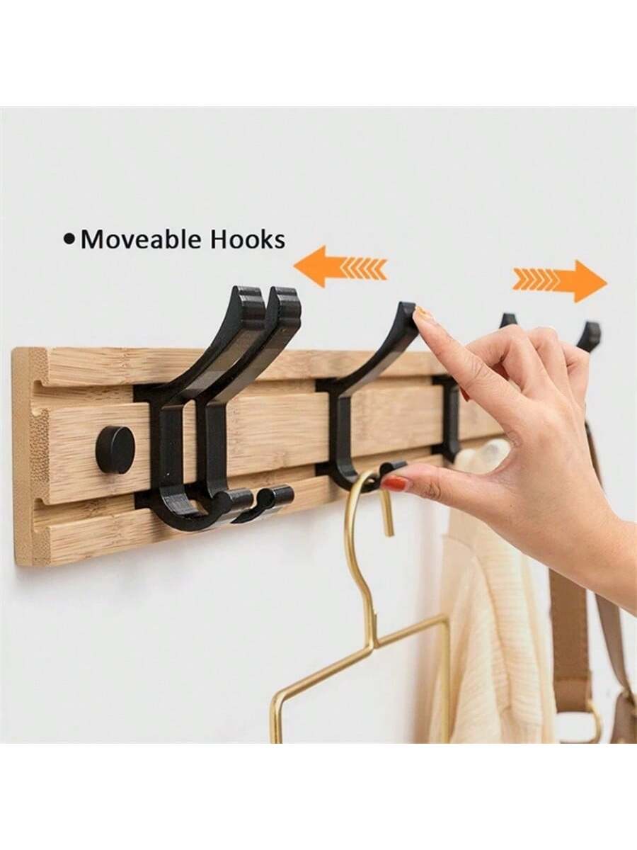Nordic bamboe kapstok met haken | Kapstok | Minimalistische wandkapstok voor slaapkamer of hal