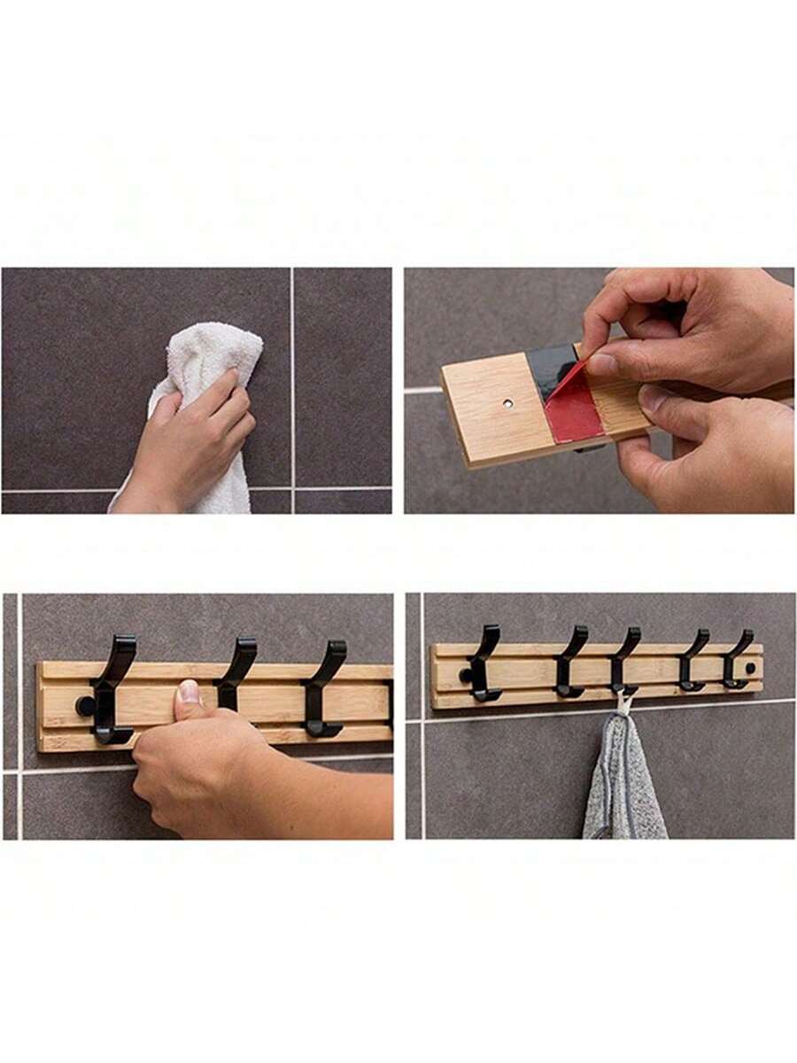 Nordic bamboe kapstok met haken | Kapstok | Minimalistische wandkapstok voor slaapkamer of hal