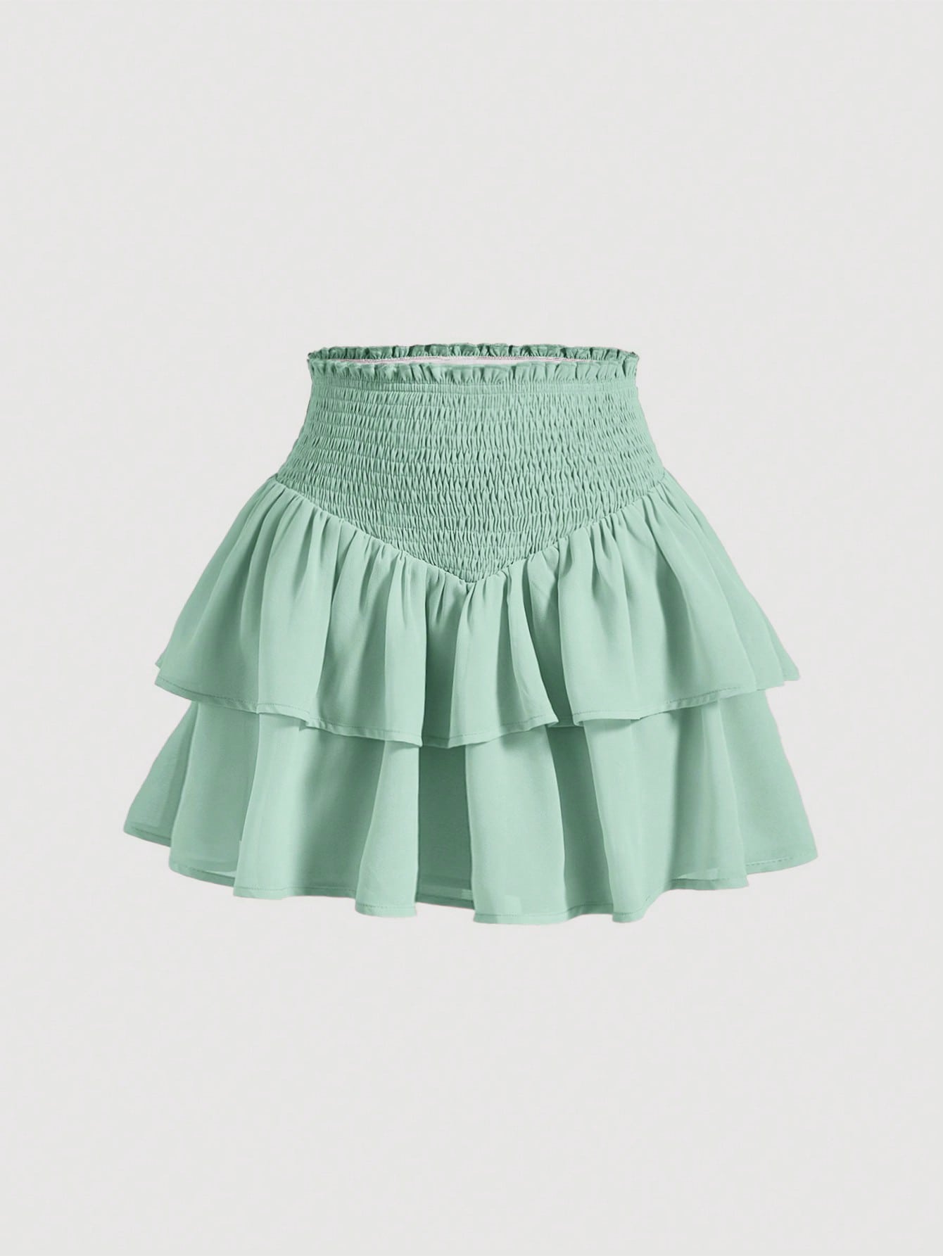 MOD Dubbele Ruche Rok met Kreukzoom | Minirrok Dames | A-symmetrische rok met gekreukte tailleband