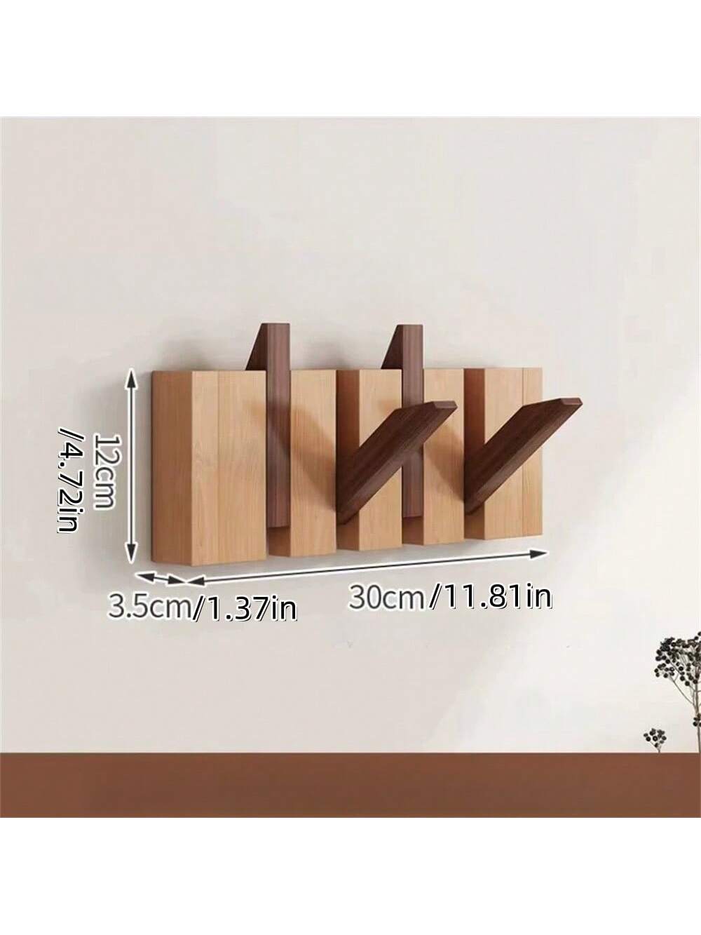 Rustieke houten kapstok in pianotoets-design | Kapstok | Opvouwbare wandplank met haken voor hal of gang