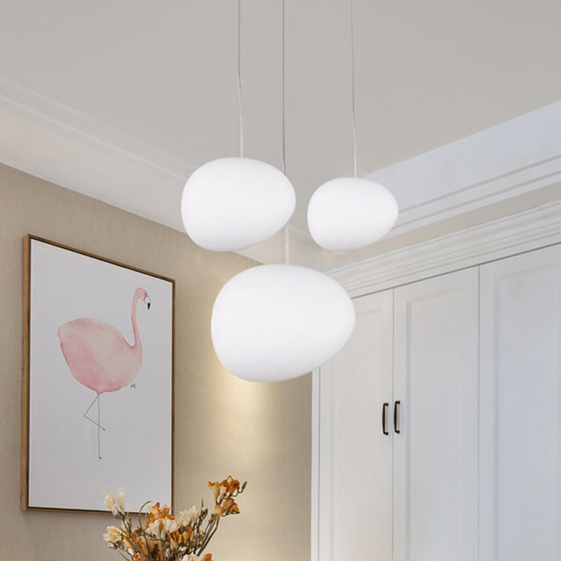 Zwevende Kiezel Eetkamer Hanglamp van Crème Glas met 1 Lamp Minimalistische Hangende Plafondverlichting