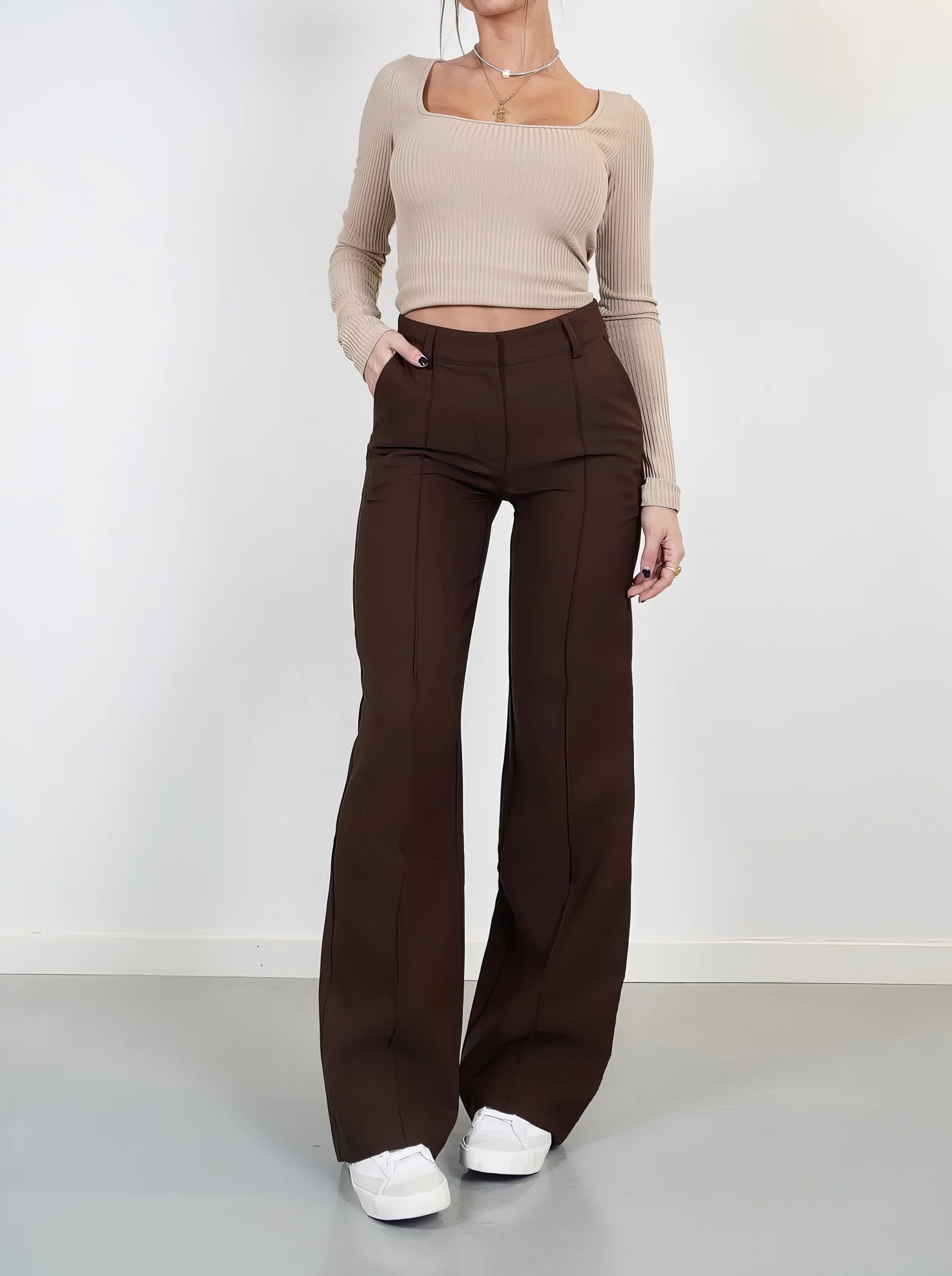 Beau | High-Waist Pantalon Met Rechte Pijpen