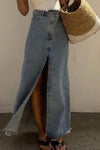 Fren | Hoge Taille Split Distressed Denim Rok