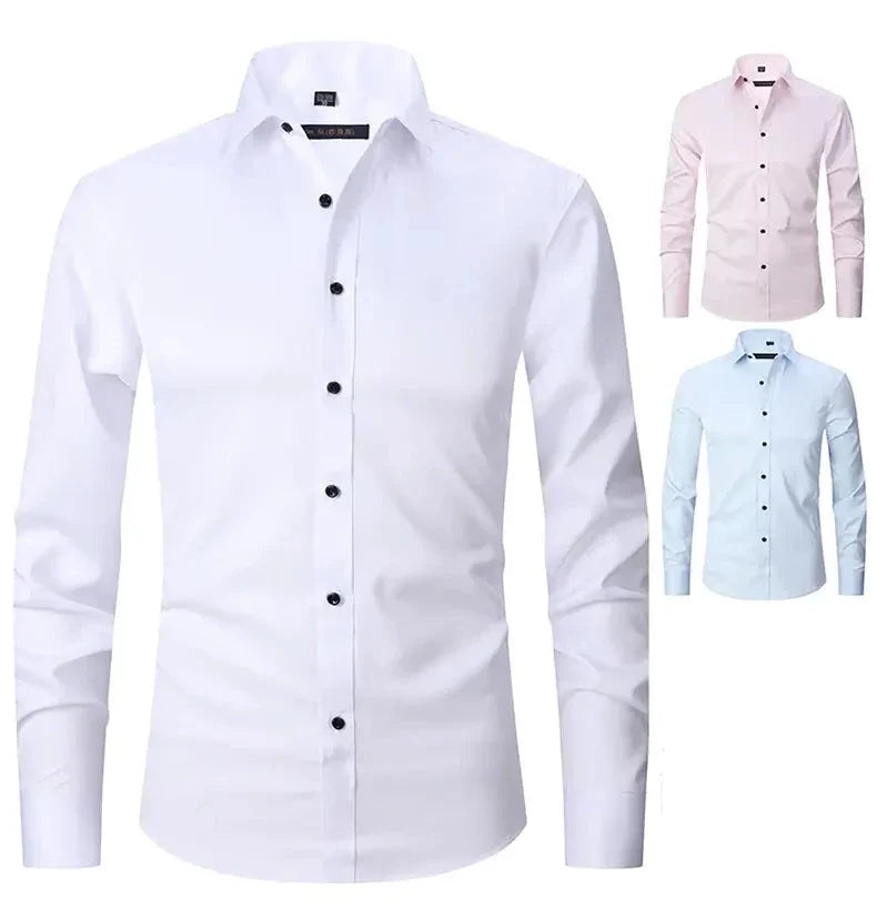 Ashford Heren Overhemd Slim Fit Anti-Kreuk - Strijkvrij Dress Shirt van Katoen, Bamboevezel en Stretch - Licht en Ademend, in 10 Kleuren