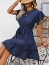 Visconte | Dames Jurk | Polyester, ruffle mouwen, ceintuur, elegante getailleerde jurk