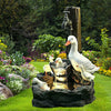 QuackHaven Eendenfamilie Fontein - Decoratieve en Rustgevende Tuinversiering - Lichtgewicht en Ideaal voor Buiten